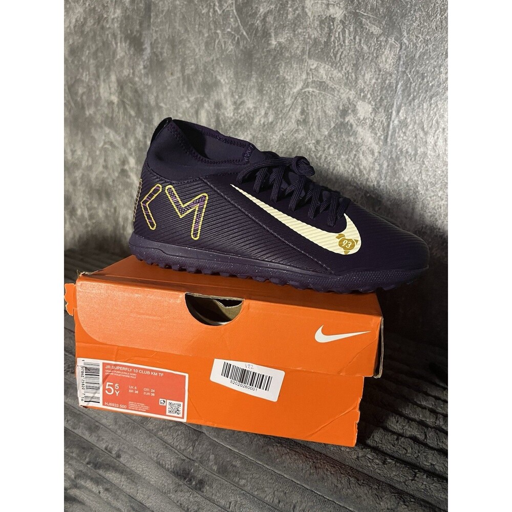 Nike Mercurial Superfly 10 Club KM TF Mbappe Youth 5.5Y Purple Cleats NEW Soccer